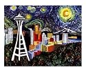 Space Needle with Starry Night Emerging Artists Giclee Poster Print by Leone Ardo, 20x16