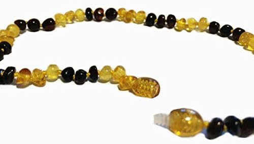 Best Baltic Amber Teething Necklace (New Color - Three Dark) - Baby Natural Pain Reliever