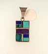 Reversible Small Rectangular Inlaid Turquoise Pendant