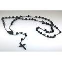 Mens Black Stainless Steel Rosary Necklace with Cross - 32"