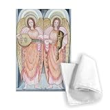 Two angels playing instruments, 1995 (w/c) .. - Tea Towel 100% Cotton - Art247 - Tea Towel - 46x70cm