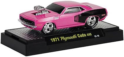 Plymouth Cuda 440, rosa/black, 1971, Model Car, Ready-made, M2 Machines 1:64