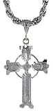 Sterling Silver 1 3/4 (45 mm) Diamond Cut Celtic Cross Pendant