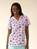 Christmas Tree Dickies V-Neck Scrub Top Winter Holiday Print (XS-2X)