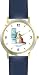 Orange & White Cat Scratching Sofa - Cat Cartoon or Comic - JP Animal - WATCHBUDDY&reg; DELUXE TWO-TONE THEME WATCH - Arabic Numbers - Blue Leather Strap-Size-Children's Size-Small ( Boy's Size & Girl's Size )