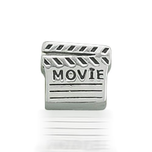 Bling Jewelry Movie Clap Board Bead 925 Sterling Silver Barrel Charm Bead Pandora Troll Compatible
