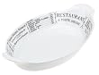 Pillivuyt Oval Eared Gratin Brasserie Baker,10 x 6.25 inch, White/Menu Print