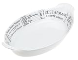 Pillivuyt Oval Eared Gratin Brasserie Baker,10 x 6.25 inch, White/Menu Print