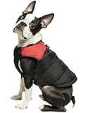 Gooby Padded Cold Weather Vest for Small Dogs with Safe Fur Guard Zipper Closure, Red, Large