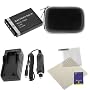 Battery Charger with Car Adapter + Lithium-Ion Battery + Black Zipper Pouch Case + Universal LCD Screen Protector for Kodak M Series EasyShare M381