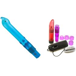 Deluxe Blue Vibrating Glass G-Spot Dildo Adult Sex Toy Kit