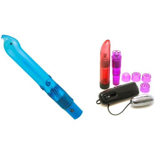 Deluxe Blue Vibrating Glass G-Spot Dildo Adult Sex Toy Kit