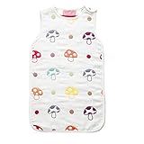 Petit Bella 年中使い ６重ガーゼスリーパー パジャマ 通気 子供服 ベビー服 寝袋 100%コットン 綿 子供 赤ちゃん ボタン開閉式 プレゼント 出産祝い (M, キノコ柄)