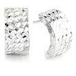 Sterling Silver Diamond Cut Half-Hoop Earring