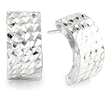 Sterling Silver Diamond Cut Half-Hoop Earring