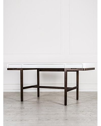 Design Twist Office Scrivania 3 Cassetti Bianco/Wengè