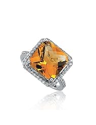 Princess Citrine Cocktail Ring in 14k White Gold