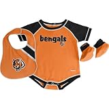 Reebok Cincinnati Bengals Newborn Creeper, Bib and Bootie Set 6-9 Months