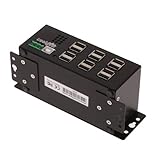 CoolGear Industrial 12-Port USB 2.0 Powered Hub for DIN-RAIL Mount w/ Power Supply