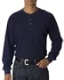 UltraClub Men's Cotton Mini Thermal Henley Shirt, Navy, Medium