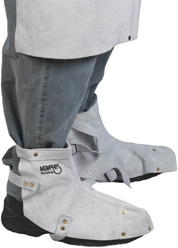MCR Safety 38505MW Memphis Split Cow Leather Welding Shoe Protector with Adjustable Strap, Gray, 1-Pair