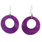 Earrings - E173 - Round Open Shell (1-5/8") ~ Purple
