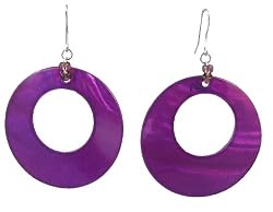 Earrings - E173 - Round Open Shell (1-5/8") ~ Purple