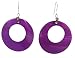 Earrings - E173 - Round Open Shell (1-5/8") ~ Purple