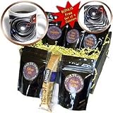 Perkins Designs Abstract - Lens Colors shows abstract red white blue and gray camera lens streaming colors - Coffee Gift Baskets - Coffee Gift Basket