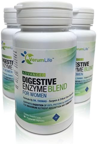 Digestive Enzyme Formula For Women - Best Enzymes Blend For Gas, Bloating, Indigestion And An Increase In Energy. Helps Digest Fat, Carbohydrates, Proteins &amp; Absorb More Nutrients Fast! (3 Bottles)