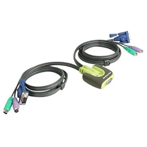 IOGear 2-Port MiniView Micro PS/2 KVM Switch with 2 Cables GCS62