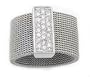 14mm Wide Steel Mesh and Sterling Silver CZ Bar Ring(Sizes 8,9,10)