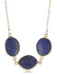 Gold Over Sterling Silver Chain with Lapiz Lazuli Bezel Accents Endless Necklace, 36"