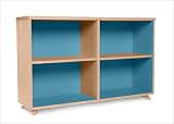 True Modern Low Bookcase in Cool Blue