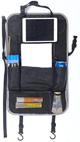CherryTravel Car Seat Back Storage Bag with 7 Pockets a Sleeve to hang iPad or Tablet- Gray
