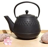 Tetsubin Japanese style Cast Iron black hobnail banded tea pot kettle 1 litre