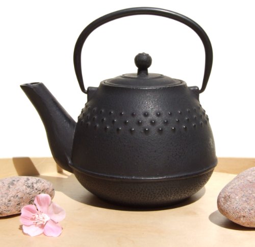 Tetsubin Japanese style Cast Iron black hobnail banded tea pot kettle 1 litre