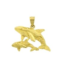 Dazzlers Solid 14 karats gold Double Whale Charm Pendant Available in three colors from jewelsberry (weights: 2.8 grams only)