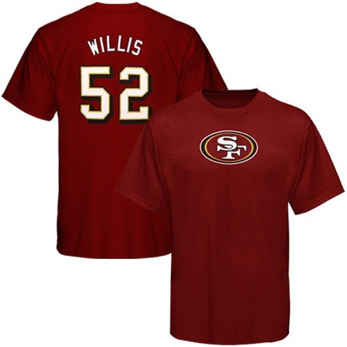 Reebok San Francisco 49ers #52 Patrick Willis Burgundy Player T-shirt (Large)