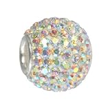 beads SilberDream Glitzer Bead Swarovski Kristalle weiß Polarlicht SilberDream Silber Beads für Bettelarmbänder GSB101