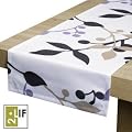 Tischl�ufer Toffee weiss mit Blumen