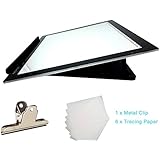 Huion 17.7"(Diagonal Length) 5mm Extra Thin Light Pad LED Drawing Copy Tracing Stencil Board Table Tatoo Pad Translucent Light Box with Multifunction Holder, Drawing Board Clip, 6 Pcs of Tracing Paper (L4S Holder)