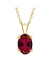 0.94 Ct Red Created Ruby 925 Yellow Gold Plated Silver Pendant With Chain