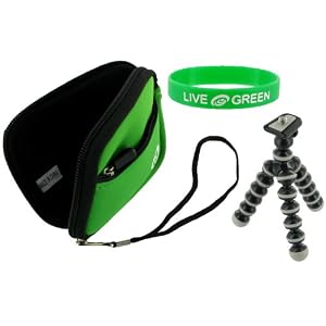 Neoprene Sleeve (Forrest Green) Case and Premium Tripod for Casio Exilim EX-S8 Digital Camera Purple