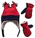 N'Ice Caps Boys Sherpa Lined Micro Fleece Four Corner Ski Hat and Mitten Set