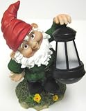 Garden Gnome Holding Lantern Solar Patio Light Accent