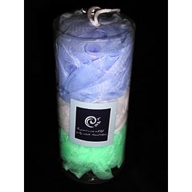 Bath, Spa and Shower Scrub Puff 3 Color Gift Pack / A Relaxing and Stress Relieving Set of Three 4" Deluxe Nylon Mesh Skin Cleanse, Exfoliating and Massage Scrubbie Puff Body Sponges on a Rope - Style 2