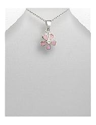 Flower Resin Pendant Necklace In 92.5 Sterling Silver