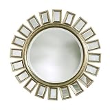 Cyrus Silver Leaf Round Beveled Mirror