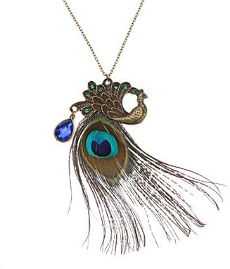 Lucky jewelry brand European And American Vintage Peacock Feather Necklace